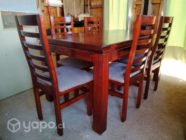 Mesa caoba 6 sillas madera sólida - Imagen 2