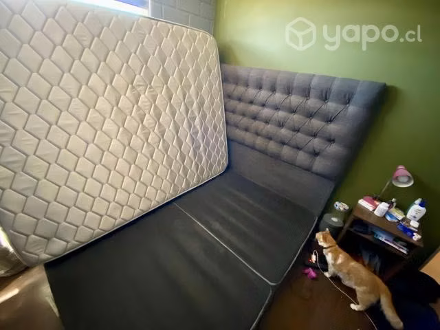 Cama base dividida + respaldo a medida + colchon