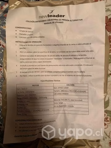 Colchón antiescaras con bomba a presión alternativ