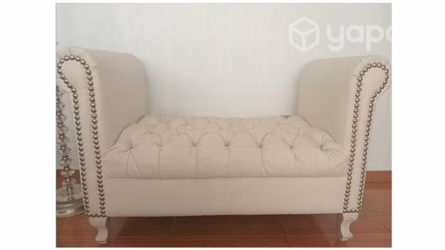 Banqueta capitoné ecocuero blanco