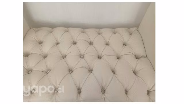 Banqueta capitoné ecocuero blanco - Imagen 2