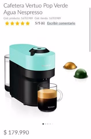Cafetera Nespresso Vertuo Pop