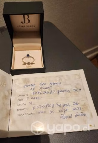 Anillo Oro Blanco 18 Kilates | Joyas Baron - Imagen 2