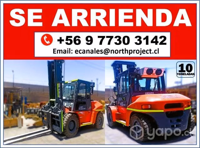 Arriendo grua horquilla 10ton