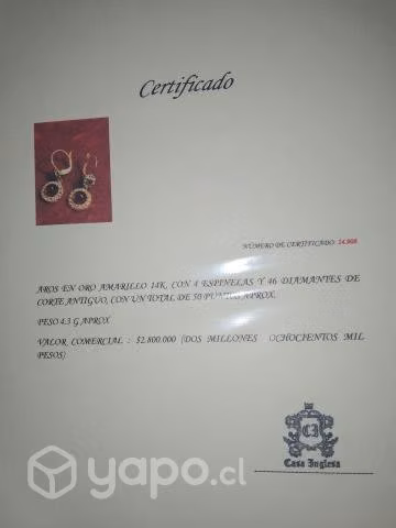 Aros oro amarillos con Diamantes