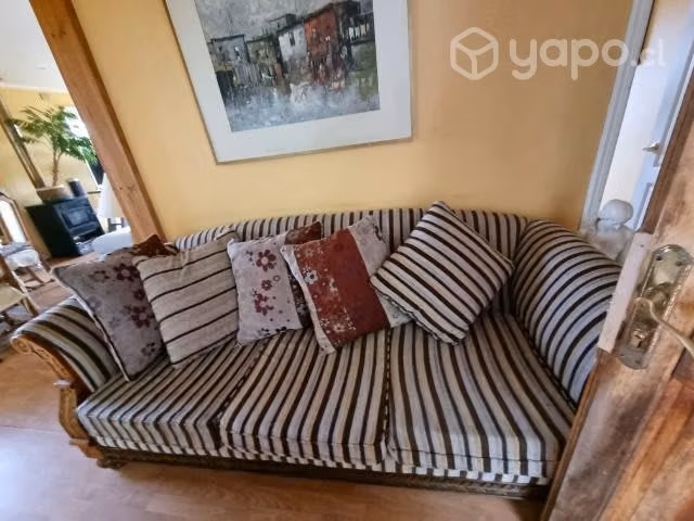 Sillon 3 cuerpos impecable con Madera