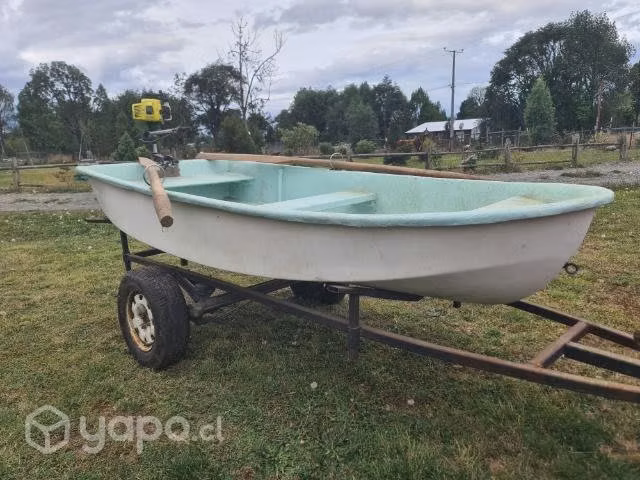 Bote de fibra con motor + carro