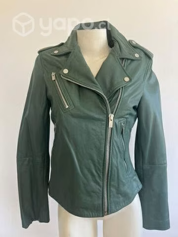 Chaqueta de cuero MANGO talla XS verde
