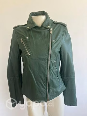 Chaqueta de cuero MANGO talla XS verde