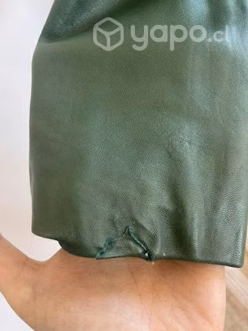 Chaqueta de cuero MANGO talla XS verde