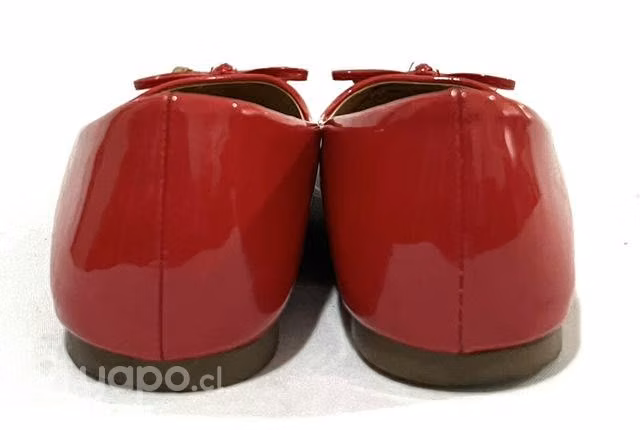 Zapato Plano Sintético Marca Via Uno N*35 Rojo
