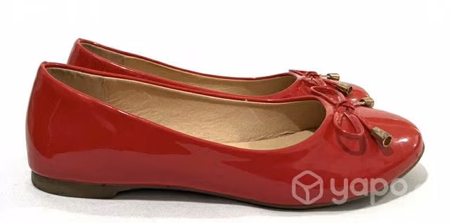 Zapato Plano Sintético Marca Via Uno N*35 Rojo