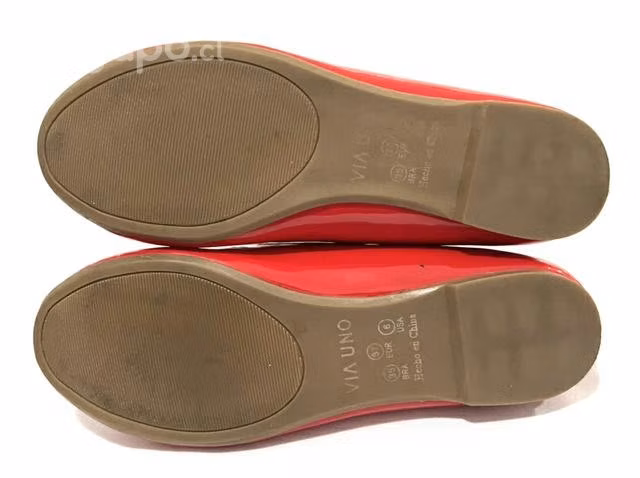 Zapato Plano Sintético Marca Via Uno N*35 Rojo