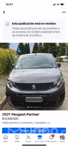 Furgón PEUGEOT PARTNER, año 2021