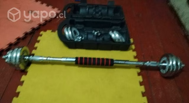 Juego de mancuernas con barra extendible