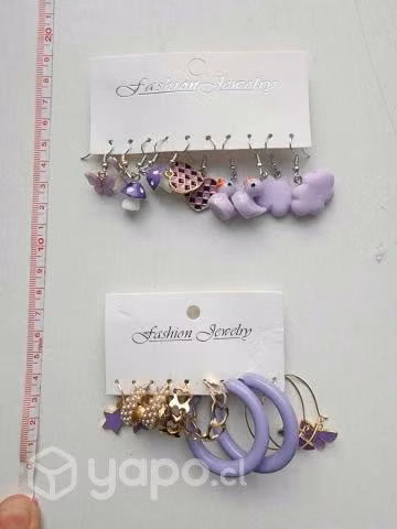 10 pares de aros en color violeta lila kawai - Imagen 2