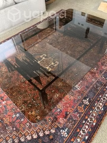 Mesa de centro de vidrio con base de fierro Vidrio