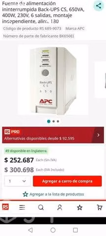 UPS marca APC modelo BACK-UPS CS 650VA - Imagen 5