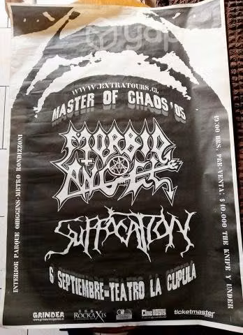Afiche Morbid Angel Suffocation en Chile