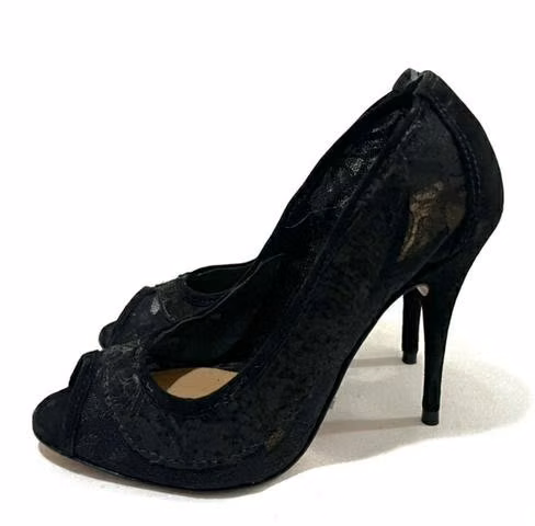 Zapato Taco Aguja Tela y Cuero Marca Schutz N*34