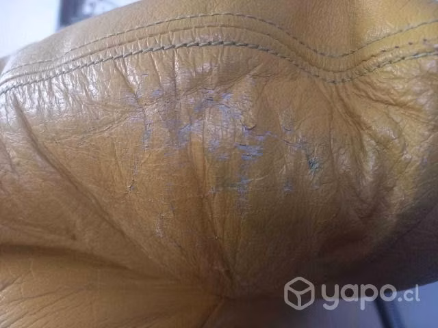 Sofa 100% cuero amarillo palido - Imagen 3