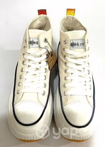 Zapatilla Con Caña Tela Marca K&co N*40 Blanco