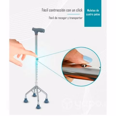Bastón De Cuatro Patas Con Agarre En T Cuadruple E