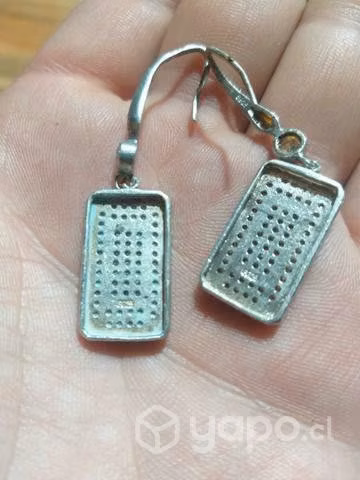 Aros de plata con sircones - Imagen 2
