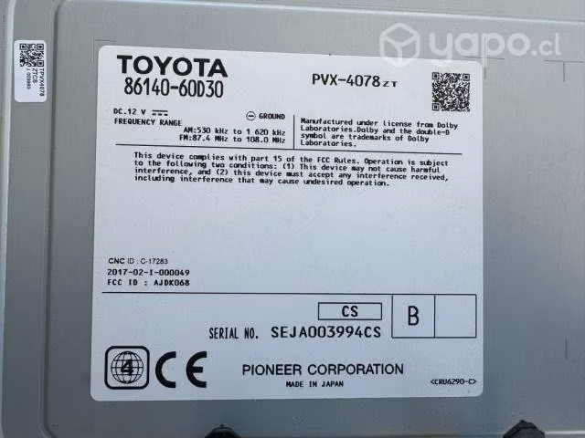 Radio original Toyota Land Cruiser Prado 2020 - Imagen 2