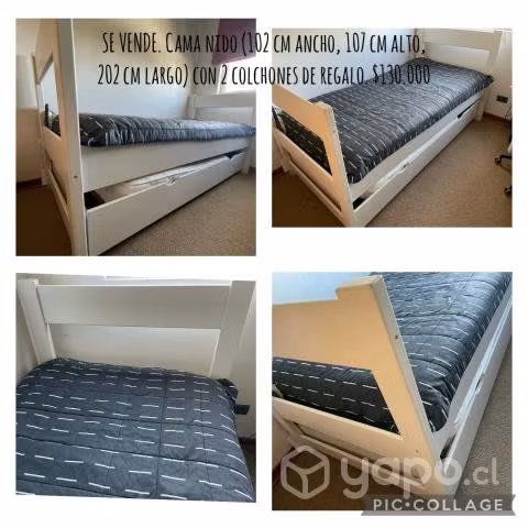 Cama nido 1 plaza con un colchón de regalo