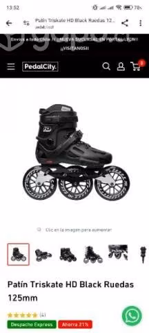 Patín Triskate HD Black Ruedas 125Mm