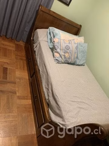 Cama madera de encina 1,5 plazas con colchon - Imagen 2