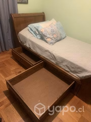 Cama madera de encina 1,5 plazas con colchon - Imagen 3