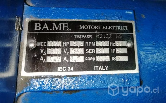 Motor Electrico Italiano Trifásico 5.0 HP