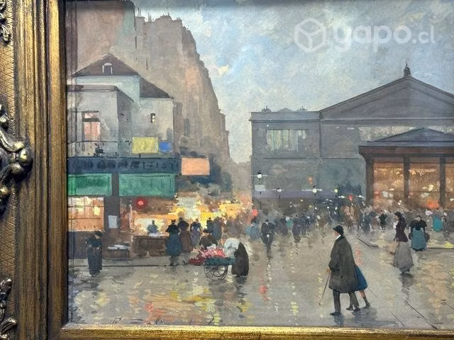 Antiguo cuadro Eugène Galien Laloue wash Paris