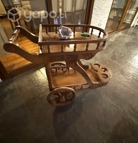 Carro bar de madera con ruedas. - Imagen 3