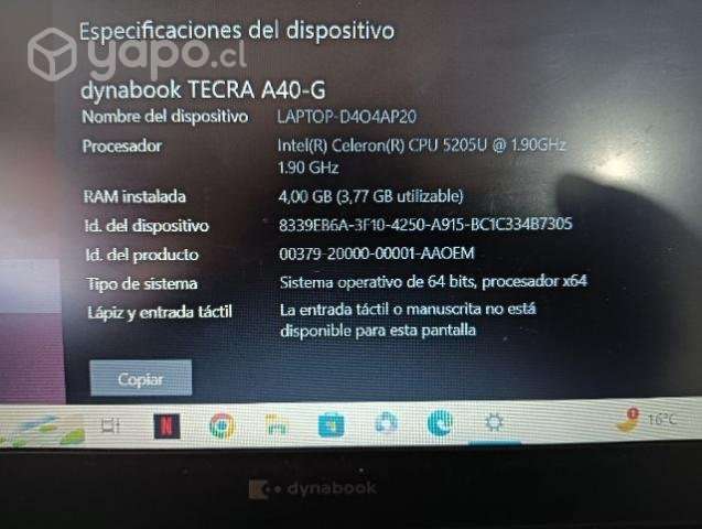 Notebook dynabook Toshiba - Imagen 2