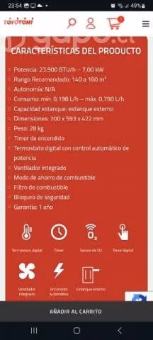 Toyotomi a parafina tiro forzado