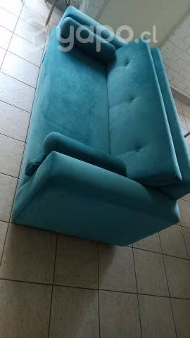 Sofá felpa 3 cuerpos + 2 poltronas turquesa
