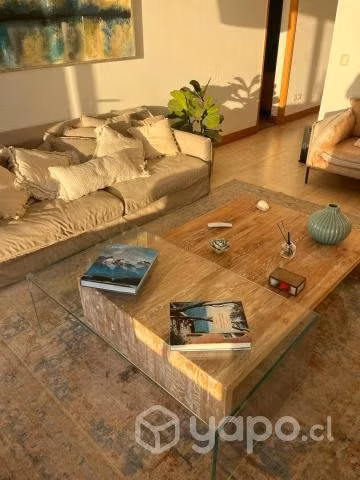 Exclusiva mesa de centro vidrio y madera