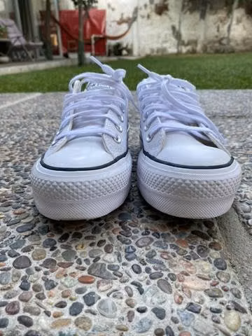 Zapatillas Converse N36 de cuero, blancas - Imagen 3