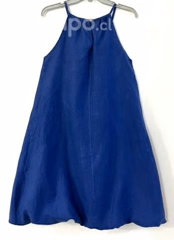 Vestido 100% Lino Marca FBO Italy Talla M Azul - Imagen 2