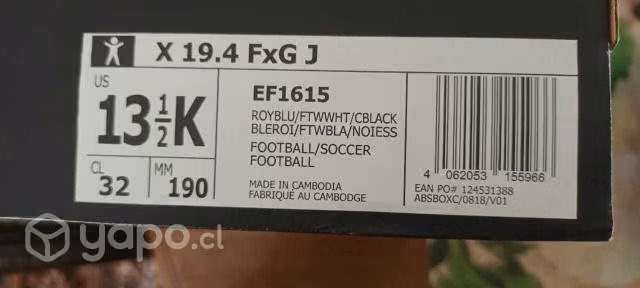 Botines de Futbol, ADIDAS X 19.4 FxG J