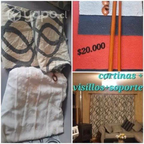 Cortinas+ visillos+ soporte
