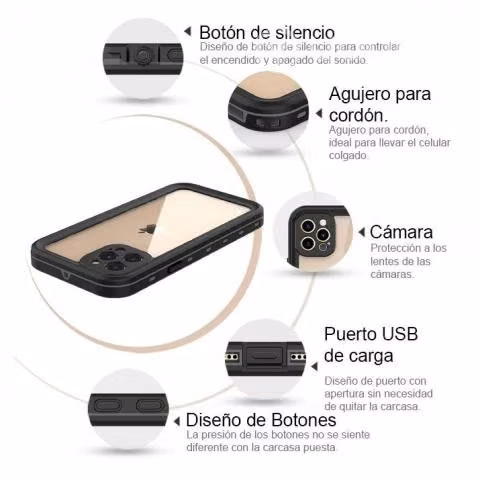 Carcasa iPhone 12 Pro Max Sumergible Waterproof Bl