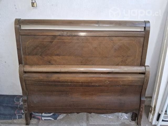 Cama completa 1.5 plaza de madera 1960 - Imagen 2
