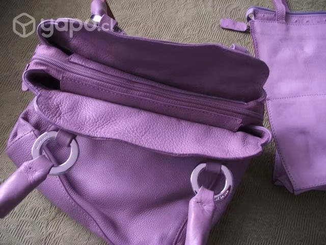 Cartera cuero leather dos unidades lila