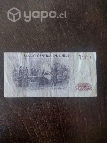 Antiguo billete cien pesos (1982)