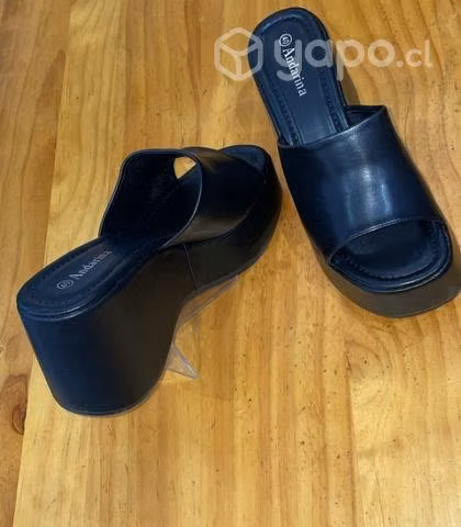 oferta! bellas sandalias negras con plataforma