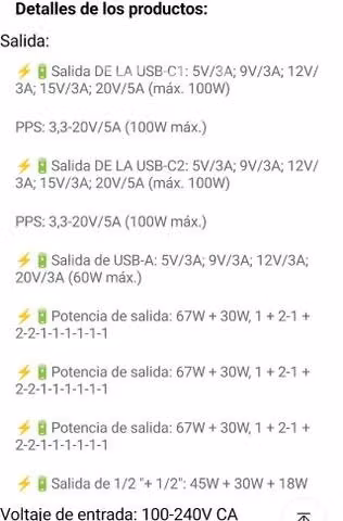 Cargador 100w GAN 3 puertos carga u/rápida laptop
